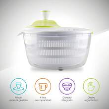 Redlemon Centrifugadora de Ensalada, Escurridora de Verdura y Secadora de Lechuga tipo Salad Spinner con Colador Integrado, Funcionamiento Giratorio, 26.5 de Diámetro, 4 Litros de Capacidad - 1 - Ver 2