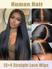 6-36英寸女士直发假发，真人发丝，13X4透明蕾丝前假发，无胶真人发丝，透明蕾丝，自然黑色，180%密度，无胶预剪预拔发际线，带婴儿发，180%密度无胶蕾丝前假发，带预拔发际线，36英寸直发真人发丝蕾丝前假发，圣诞装饰，圣诞礼物，女士自然直发蕾丝前假发（6-16英寸波波头假发）