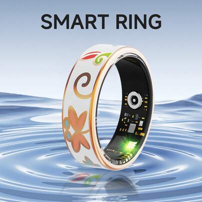SIMSONLAB 2025 NEW! Enamel Smart Ring, 5ATM Water Resistance Rating, Stylish And Lightweight, Pedometer, Heart Rate Monitoring, Activity Tracking, Compatible With Android And IOS, Resin Material