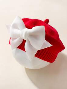 1PC/2PCS Baby Beret Hat,Christmas Hat,Bow Hat,Christmas Dress Up, Boys And Girls Universal,For Newborn Baby 1-3 Years Old,Christmas Gift - Multicolor - View 7