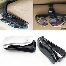 1 Pc Black Car Sun Visor Glasses Holder - Sunglasses Mount With Ticket Card ClipMulti-Functional Interior Organizer - Holds Eyewear/Tickets/CardsEasy Install Secure Clip - Durable For Daily Commutes & TripsStylish Black To Match Car Decor - Keeps Essentials Handy For Drivers - Black - View 4