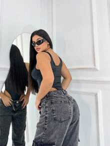 Bodysuit With A Scoop In Cirre Fashion Blogger - màu đen - Xem 2