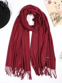 Klassischer Damen Einfarbiger Quasten Mode Warmer Schal, Einfarbiger Lässiger Süßer Eleganter Schicker Straßen Höfischer Geschäfts Party Polyester Weicher Schal, Geeignet für alle Jahreszeiten