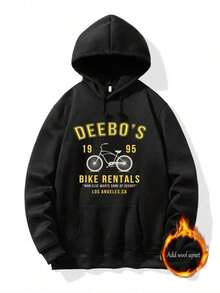 "DEEBO" Printed Men's Graphic Hoodie - Comfortable Casual Pullover With Eye-Catching Design, Hooded Sweatshirt For Fall/Winter, Complete With Handy Pocket - Gift Choice For Thanksgiving And Christmas Day - 黑色 - 查看 1