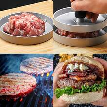 Stainless Steel Burger Press With Wooden Handle, Round Non-Stick Hamburger Patty Maker, Meat Mold Tool For BBQ, Grill & Homemade Burger Making - Silver - View 6