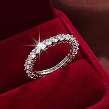 1 szt. Minimalistyczna cienka obrączka ślubna z błyszczącą cyrkonią sześcienną dla kobiet