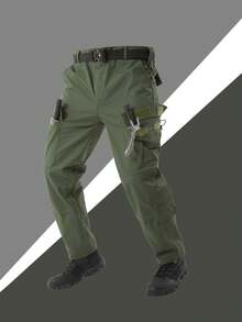 A Solid Color Spring And Autumn Outdoor Outfit, Consisting Of 2pcs, Featuring Multiple Pockets And Durable Multifunctional Design For Men, Equipped With, A Popular Choice Among The Masses. - màu xanh lá - Xem 4