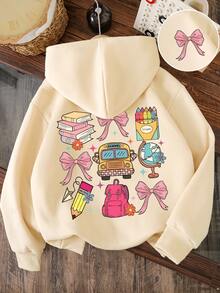 Kleine Mädchen Cartoon Muster Warmer Kapuzenpullover