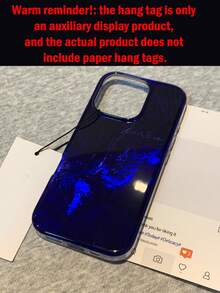 奢華復古純色冰川紋理硬殼手機殼，適用於 iPhone 17 Air 17 16 15 14 13 12 11 Pro Max Plus，復古邊框後蓋，女性風格 - 藍色 - 查看 4
