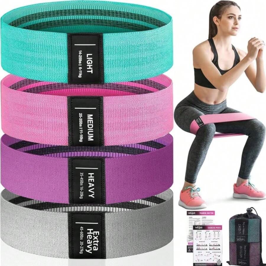 EDECOR 4 Pack Bandas de Resistencia, Bandas Elásticas Fitness, Ligas Elásticas de Látex Natural Multifuncional, para Yoga Pilate Crossfit Ejercicios en Casa y Gimnasio - Versátil - Ver 1