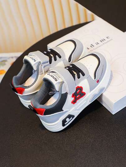 1 Pair Children's Sports Shoes, 2025 All Season Model, Boys' Casual Sneakers, New Low-Top Girls' White Casual Shoes, Soft Bottom Fashionable Skate Shoes