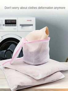 1/3/4pcs Zipper Mesh Laundry Bags, Honeycomb Laundry Washing Bag, Suitable For Clothing, Shirts, Bras, Socks, Pantyhose, Underwear, Travel Storage Bag,Spring,Minimalist,Summer Tops - 洗衣袋 - 查看 3