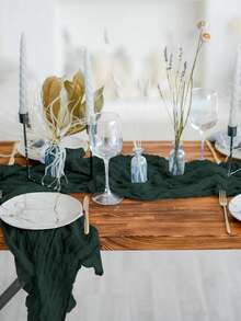 1/5/10Pcs 90*180cm/90*300cm/90*400cm Bohemian Style Green Gauze Long Tablecloth, Translucent Cheesecloth Romantic Tablecloth, Suitable For Wedding Reception Bride Holiday Birthday Valentine's Day Party Dining Table Restaurant Dressing Table Decoration, Home Decoration, Scene Decoration