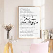 1 件无框“放慢脚步，你做得很好”维也纳歌词海报音乐墙艺术帆布印刷简约印刷引言励志时尚画作适用于宿舍、客厅、卧室、现代家居装饰 - 彩色 - 查看 2