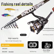 Fishing Rod And Reel Combo, Carbon Fiber Telescopic Fishing Pole - Spinning Reel Fishing Carrier Bag, Fishing, Freshwater And Fishing Rod Kit, Travel Fishing Kit For, Fishing Rod, Fishing Accessories