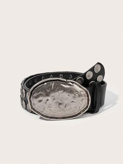 1pc Unisex Vintage Rivet Unique Design Heavy-Duty Punk Style Belt, Suitable For Jeans, Halloween Trousers, Daily Outfit