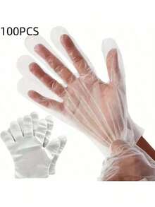 100 piezas Guantes desechables transparentes, Guantes de plástico transparentes, Guantes de para preparación de alimentos sin látex, Usados para cocinar, limpiar, barbacoa, cocina