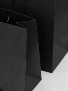 1个/6个/12个装简约礼品袋，新款礼品包装袋，礼品手提袋，适用于圣诞派对、婚礼、生日、庆典、聚会等场合。 - 黑色 - 查看 3