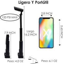 WOTOW Bomba de Bicicleta Ciclismo, Bomba de Aire Portátil, Kit de Reparación de Neumático Válvula Presta Schrader para Bicicleta Montaña Carretera BMX Balones Deportivos - Mini Negro 120PSI - Ver 10