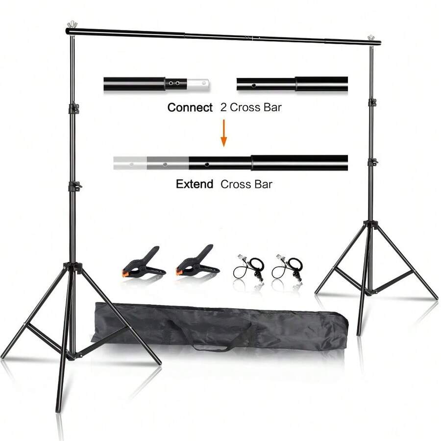 Kit de soporte de fondo de fotografía SH con sistema de soporte ajustable, fondos para estudio fotográfico, marco de pantalla verde Chromakey - Soporte estirable - Ver 1