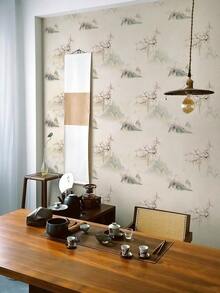 1 rolo de papel de parede estilo vintage de arte floral e paisagem verde de 1 m/3 m/5 m, adequado para reforma de casa, decoração de quarto, reforma de armário, decoração de banheiro, à prova d'água, resistente a manchas, flexível, fácil de limpar, papel de parede de vinil autoadesivo - Multicolorido - Ver 14