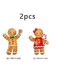 2件套户外圣诞装饰品，姜饼男孩和女孩塑料庭院插牌，姜饼屋圣诞庭院插牌，16英寸简约冬季标志，适用于草坪、花园、前门、农舍门廊等。圣诞节假日小径花园露台派对礼物 - 彩色 - 查看 10