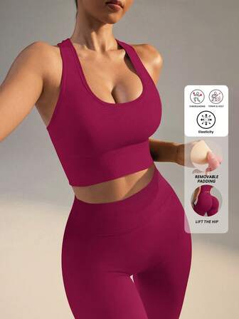 Yefecy Gym Sets For Women Sports Bra & Booty Sculpt High Waist Leggings,Seamless