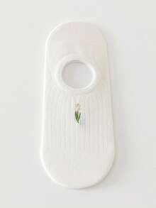 5 双女士奶白色可爱隐形袜，薄款百搭透气防滑船袜 - 彩色 - 查看 4