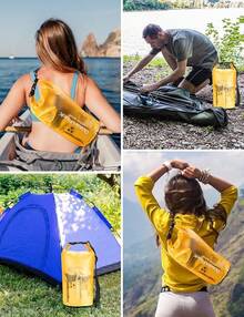 Bolsa Impermeable, Bolsa Seca 20L 10L 5L con Funda Impermeable para Teléfono, Correa de Hombro Larga Ajustable, Mochila Impermeable para Deportes Acuáticos y Senderismo - Amarillo - Ver 3