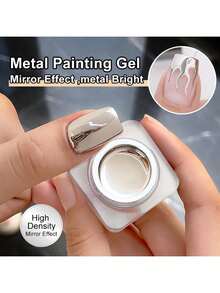 1瓶Y2K美学镜面银色金属指甲油，可卸甲油胶，银色镜面闪粉UV凝胶，适合居家美甲和美甲沙龙使用 - 銀色 - 查看 8