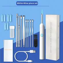 Ear Cleaner With Camera Spiral Earwax Removal Tool With Replacement Ear Tips And Painless Ear Scoops Hair Brush Ear Cleaning Kit Rechargeable Personal Care Easily And Efficiently Remove Earwax Suitable For Adults Thanksgiving Christmas Promotion Wax Remover Compatible With Phone Android Phones - trắng - Xem 7