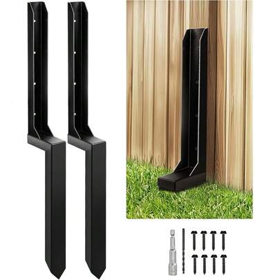 2 Pack Fence Post Repair 85cm (33.5") One-Piece Heavy Duty Fence Post Repair Spike Ground Spike For Reinforcing Damaged Or Broken Wooden Posts