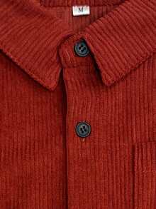 小男孩休闲复古简约红色长袖衬衫 - 紅色 - 查看 4