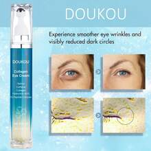 DOU KOU Eye Cream, Eye Serum, Collagen, Hyaluronic Acid & 10 Peptide Complex, Retinal Niacinamide Correction For Visibly Reduces Puffy Eye Bags Fine Lines Dark Circles Wrinkles, Crow's Feet Instantly, Anti Aging Wrinkle Remover For Face, 360° Roller Massage Ball, Airplane Travel Essentials, Travel Size Toiletries, 0.5 Fl. Oz, 15ml