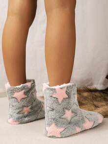 Damen Plüsch Pantoffeln, warm, leicht, bequem, leise Hausschuhe, süßes Weihnachtsdesign