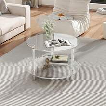 1pc Acrylic Transparent Coffee Table, Modern Minimalist Round Side Table For Living Room, Small Apartment - Transparent - View 5