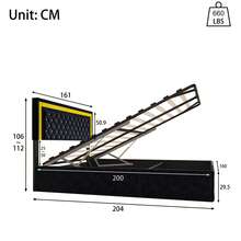 Letto contenitore 160*200cm con box letto, letto imbottito idraulico con illuminazione a LED, struttura letto matrimoniale con testiera regolabile in altezza e rete a doghe, letto boxspring, letto per ragazzi, tessuto in velluto delicato sulla pelle, (Beige/Nero)