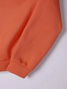 万圣节图案宽松套头衫，女式落肩圆领长袖休闲上衣 - 彩色 - 查看 4