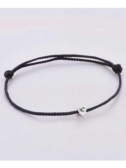 1 Exquisite 925 Sterling Silver, Heart-Shaped, Inlaid With Zirconia, Adjustable Bracelet, Available In Red And Black, Jewelry For Women, Silver Jewelry, Daily Wear, Birthday Gift