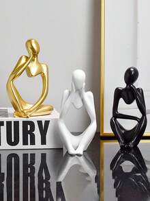 1pc Abstract Figurative Reading Book Decor, Nordic Style Luxe Resin Reading Person Tabletop Ornament, Suitable For Living Room, Study, Cafe Decoration - A Housewarming Gift For Readers And Intellectuals - Multicolor - View 5