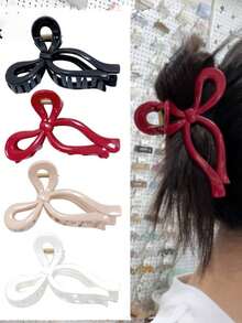 1pc/4pcs Geometric Pattern Casual Soft Silicone Shark Claw Butterfly Clips, Large Soft Shock-Proof 2026 New Hair Clips Accessories - Multicolor - View 2