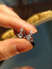 GAGAFEEL 1 对 S925 纯银白色锆石环形耳环，哥特式耳环，高端质感，适合日常佩戴