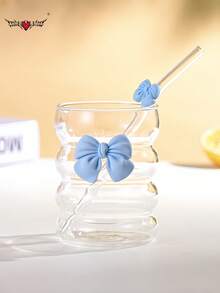 Bowknot Coffee Glass Straw Cup - Girly Bowknot Straw Cup, Milk Tea Straw Cup, Matcha Coffee Straw Cup - Excellent Choice For Holiday/Birthday Gifts! - Multicolor - View 22
