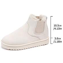 Sepatu Bot Salju Fleece Hangat Musim Gugur/Dingin Ukuran Plus 2024, Anti-Selip, Serbaguna, Sol Tebal Datar, Nyaman, Mudah Dipakai (Ukuran Lebih Kecil 1 Ukuran) - Putih - View 9