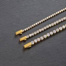 The Perfect Christmas Gift For Men And Women:1pc Hiphop Style Stainless Steel Tennis Chains Setting With 3A Cz Stones Bracelets For Men And Women As Birthday Gift And Dairly Wear