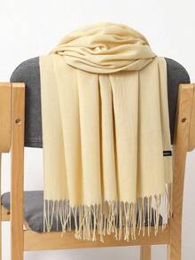 Klassischer Damen Einfarbiger Quasten Mode Warmer Schal, Einfarbiger Lässiger Süßer Eleganter Schicker Straßen Höfischer Geschäfts Party Polyester Weicher Schal, Geeignet für alle Jahreszeiten