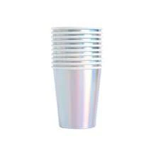 30 pièces Assiettes jetables à bordure à pois argentés, set de serviettes et de gobelets, convient pour les fêtes, anniversaires, mariages, pique-niques en famille