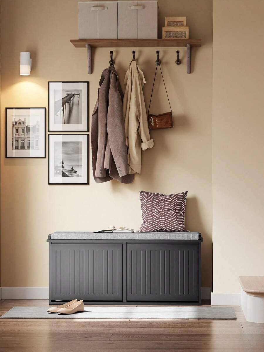 SoBuy Shoe Bench FSR98-XL-W - Black - View 1