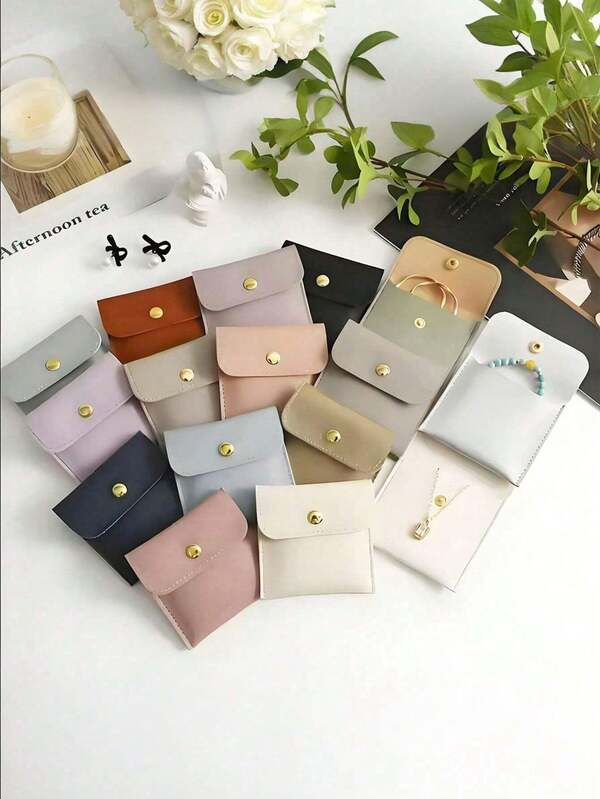 20/1 Peça Bolsas de Joias de Couro Sintético com Fecho de Pressão, Bolsa de Armazenamento de Joias - Sacolas de Presente Luxuosas para Brincos, Colares, Pulseiras e Anéis - Perfeito para Armazenamento e Embalagem, Saco de Veludo Quadrado com Fecho de Pressão, Sacos de Joias de Veludo, Sacos de Presente de Tecido, Embalagem de Presente de Colar, Pulseira, Contas, Presente para o Dia dos Namorados