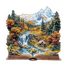 1 件秋季仙境不对称形状木制拼图玩具，独特的派对游戏礼物，装饰艺术拼图，桌面魔术拼图，创意儿童益智拼图，节日礼物，成人木制拼图，圣诞礼物，返校礼物，生日礼物（2D 拼图） - 彩色 - 查看 1